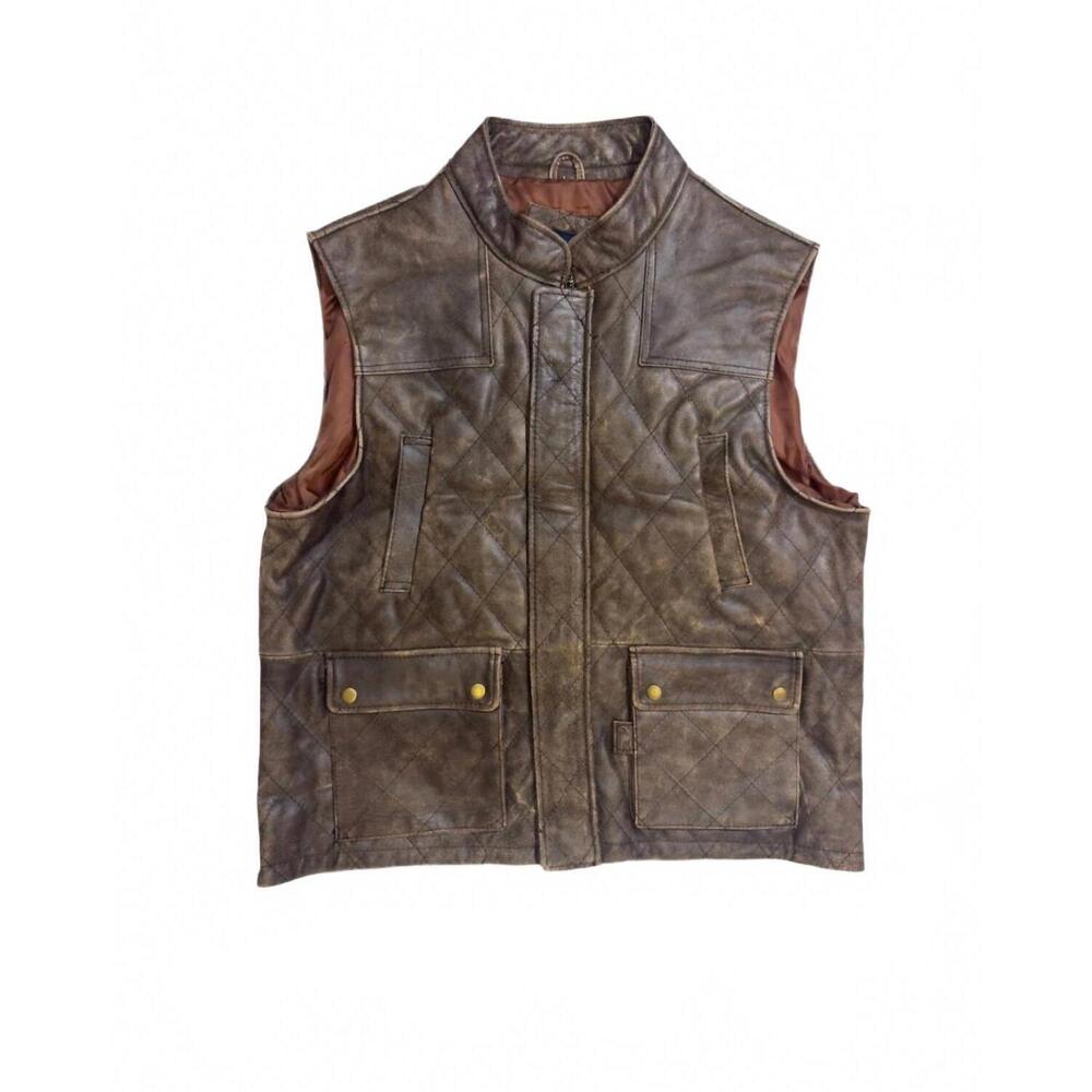 NEW SOUTHERN CASANOVA men's genuine cowhide leather vest in hickory